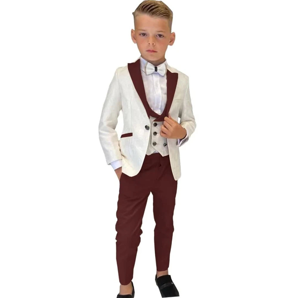 AMEHE Boys’ Paisley 4-Piece Suit – Blazer, Vest & Pants