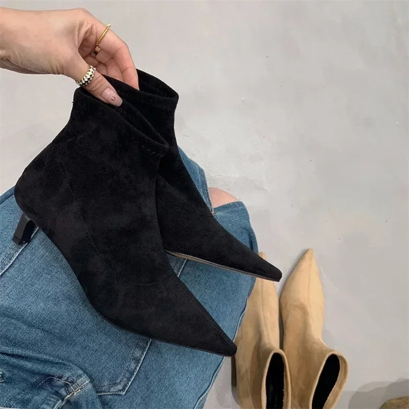 Ladies’ Fashion Ankle Boots – Solid Color, Back Zipper