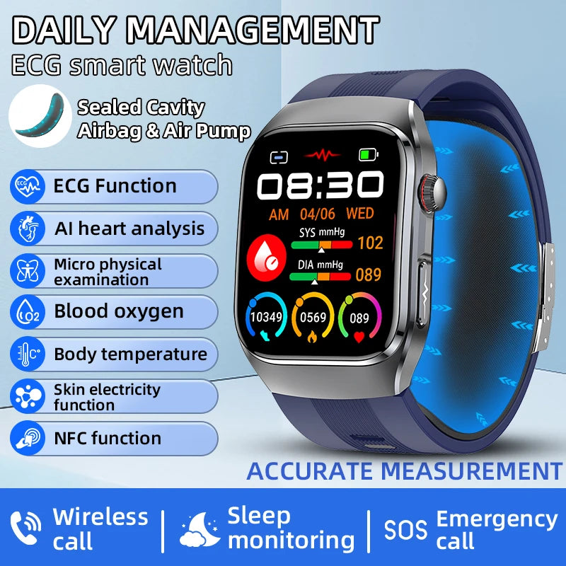 Smart Health Watch with ECG & Blood Pressure Monitoring – AMOLED Fitness Tracker Bracelet