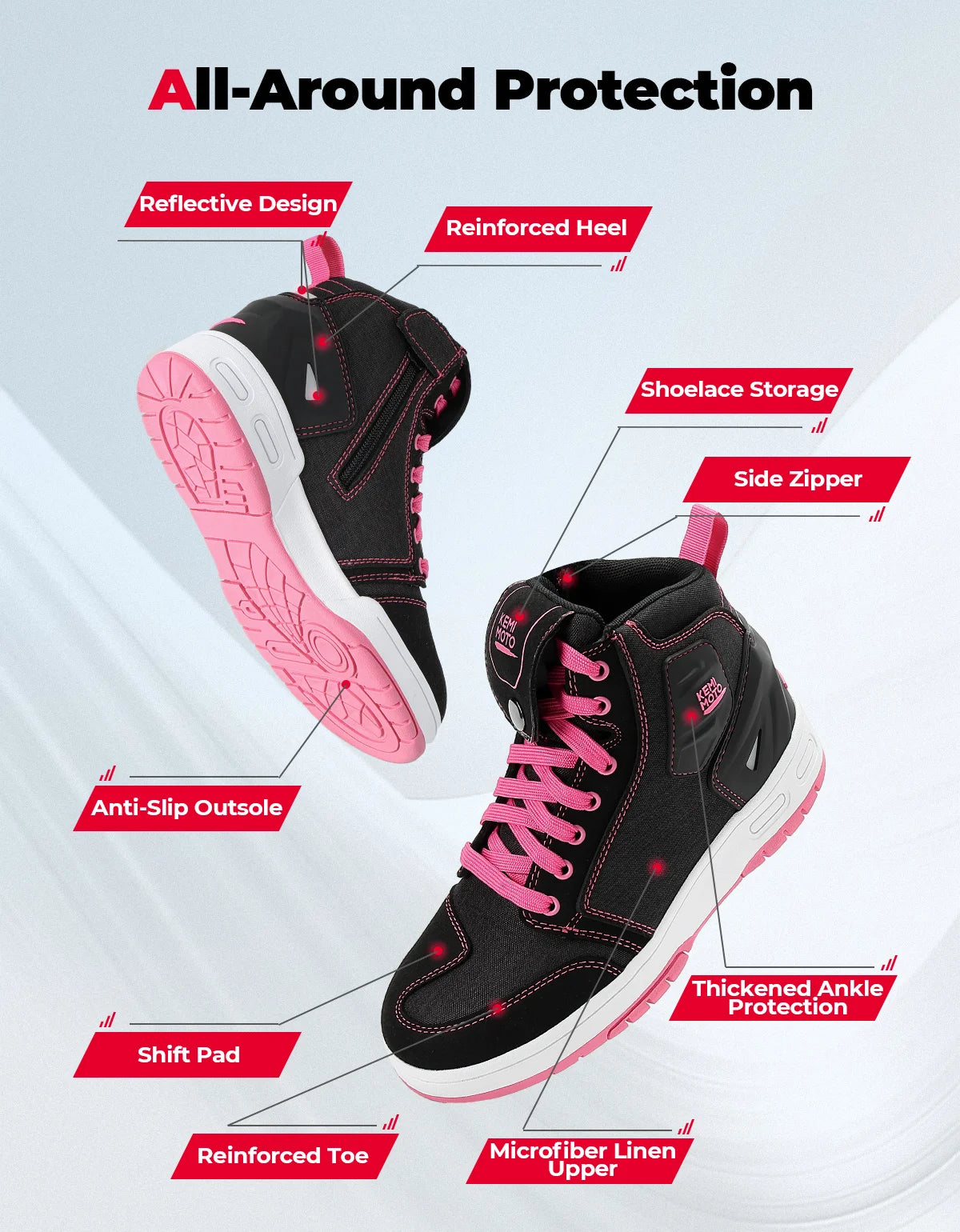 Women’s Motobike Shoes – Ankle & Toe Reinforced Safety