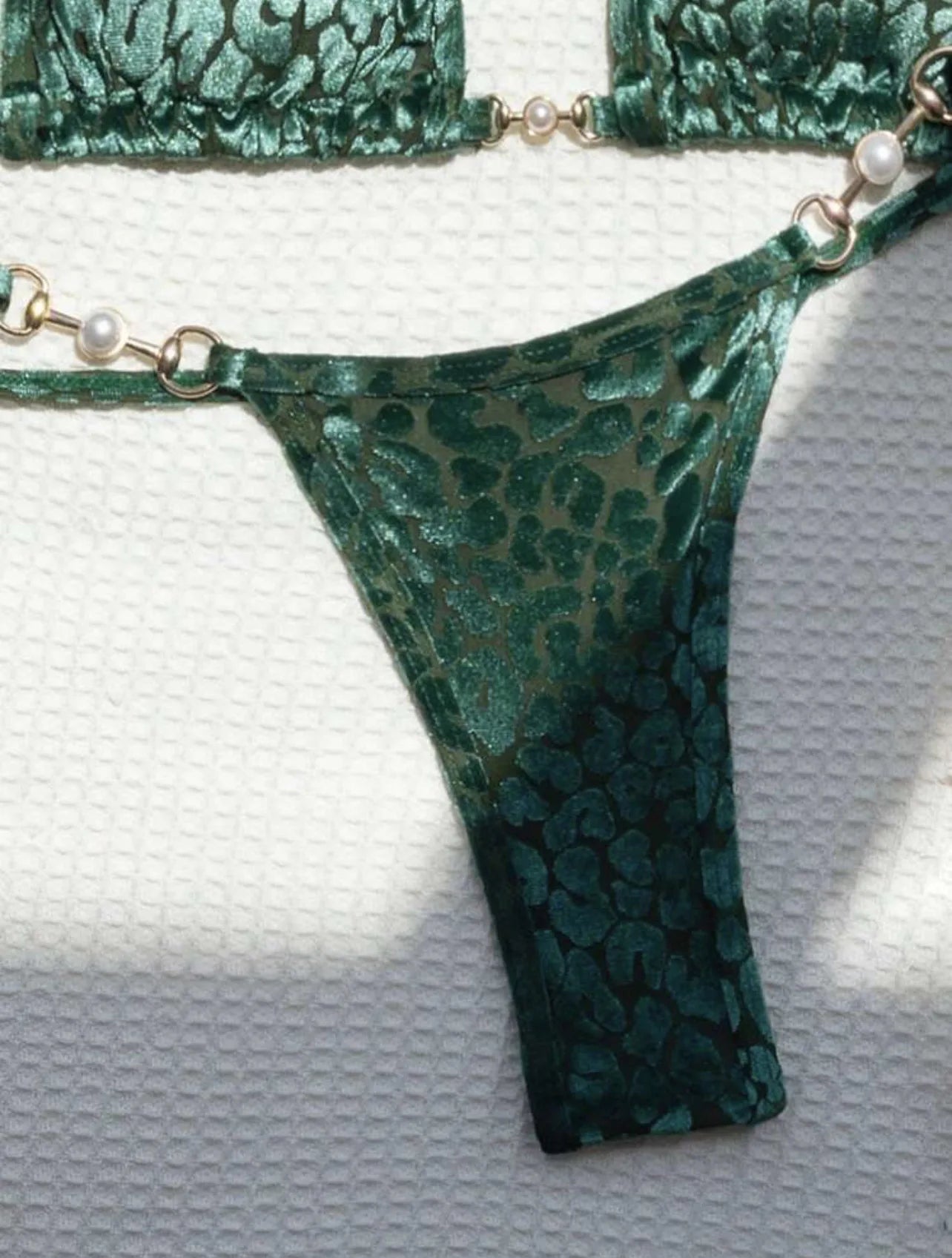 AMEHE Leopard Print Velvet Halter Two-Piece Bikini Swimsuit