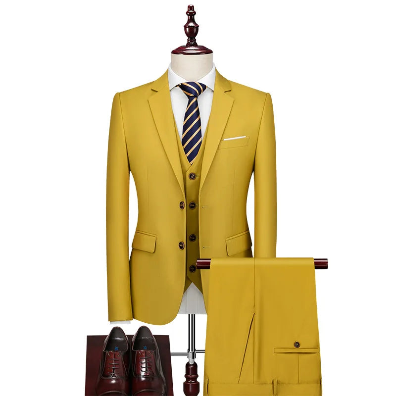 AMEHE Men’s Slim Business Suit Set