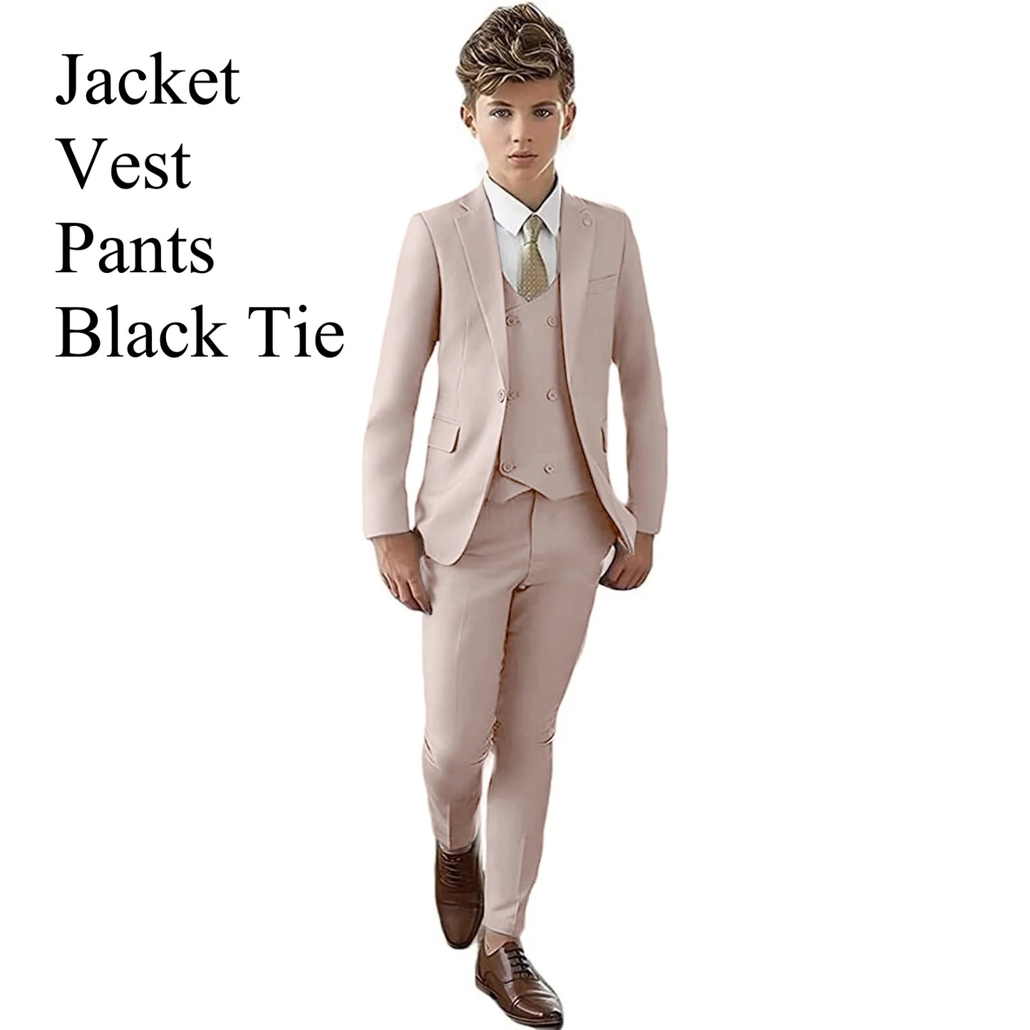 AMEHE Boys’ Paisley 4-Piece Suit – Blazer, Vest & Pants