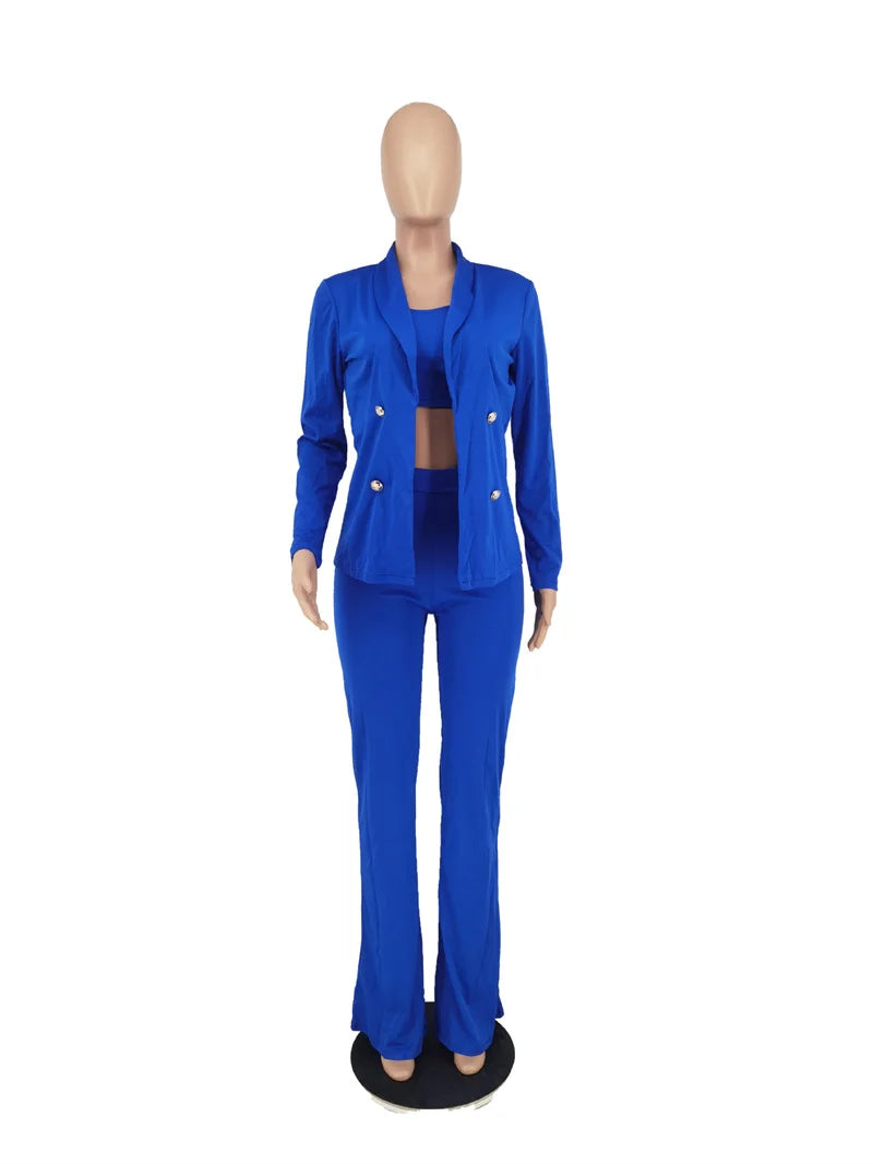 AMEHE Women’s Elegant 3-Piece Office Suit – Blazer & Pants