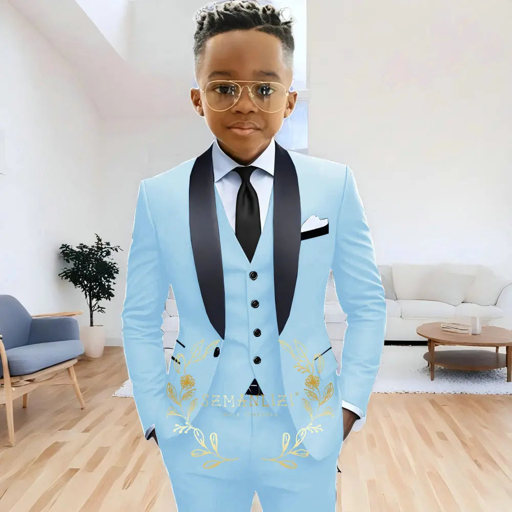 AMEHE Boys’ 3-Piece Navy Blue Formal Suit