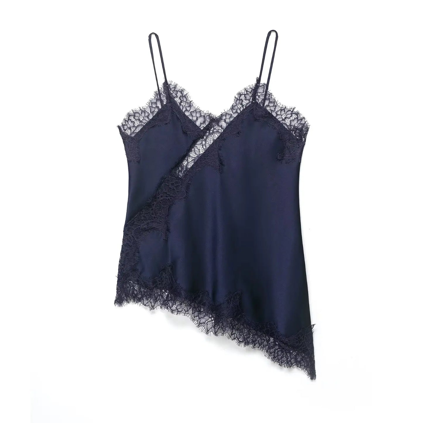 AMEHE Women's Asymmetrical Lace Backless Off-Shoulder Camisole Top