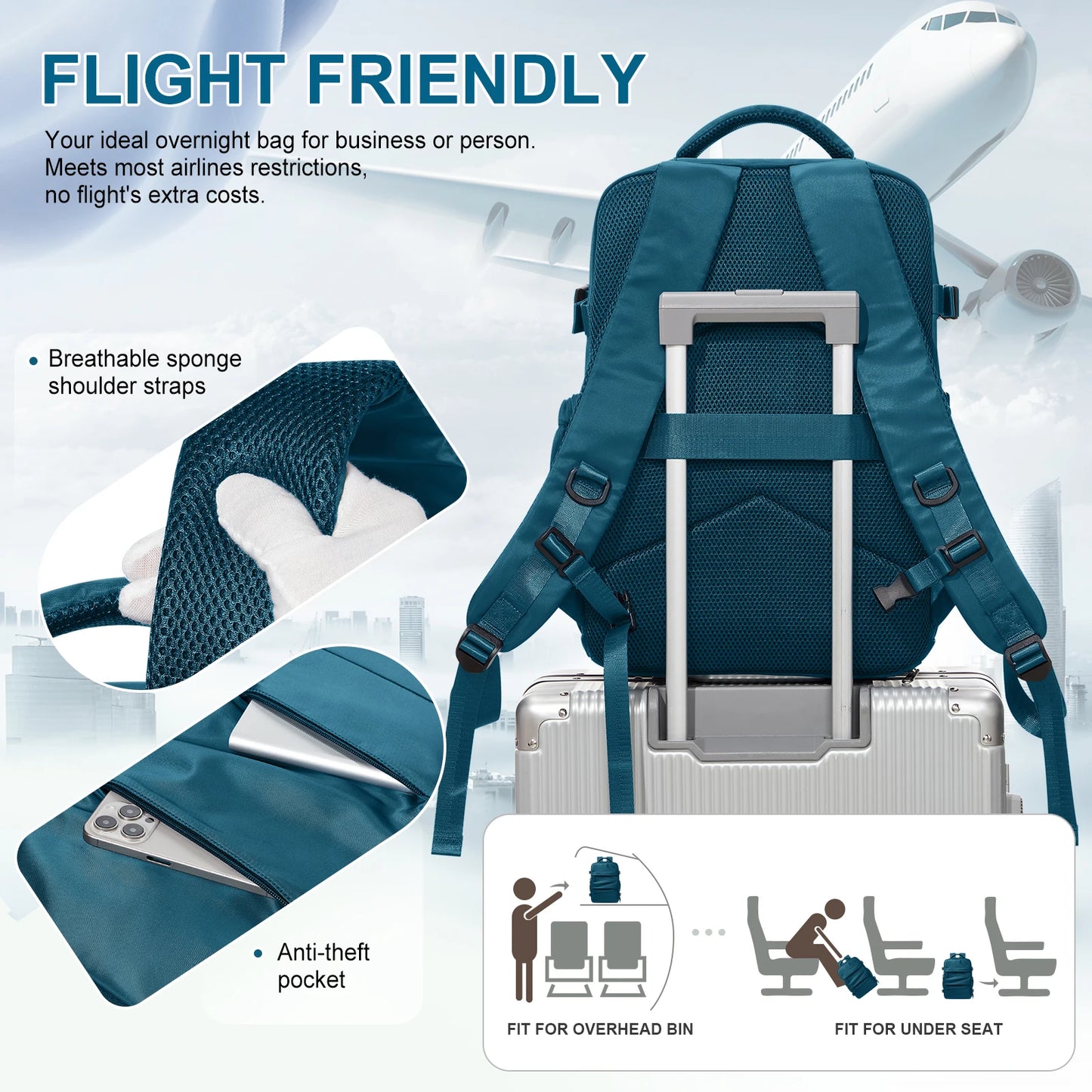 Women’s TSA-Approved Travel Laptop Backpack – Carry-On Weekender Bag