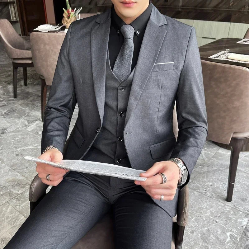 AMEHE Men’s Fashion 3-Piece Business & Formal Suit (S–9XL)