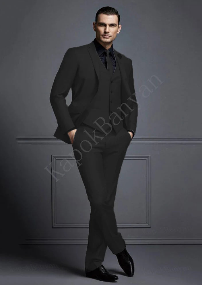 AMEHE Men’s Grey Slim Fit 3-Piece Suit