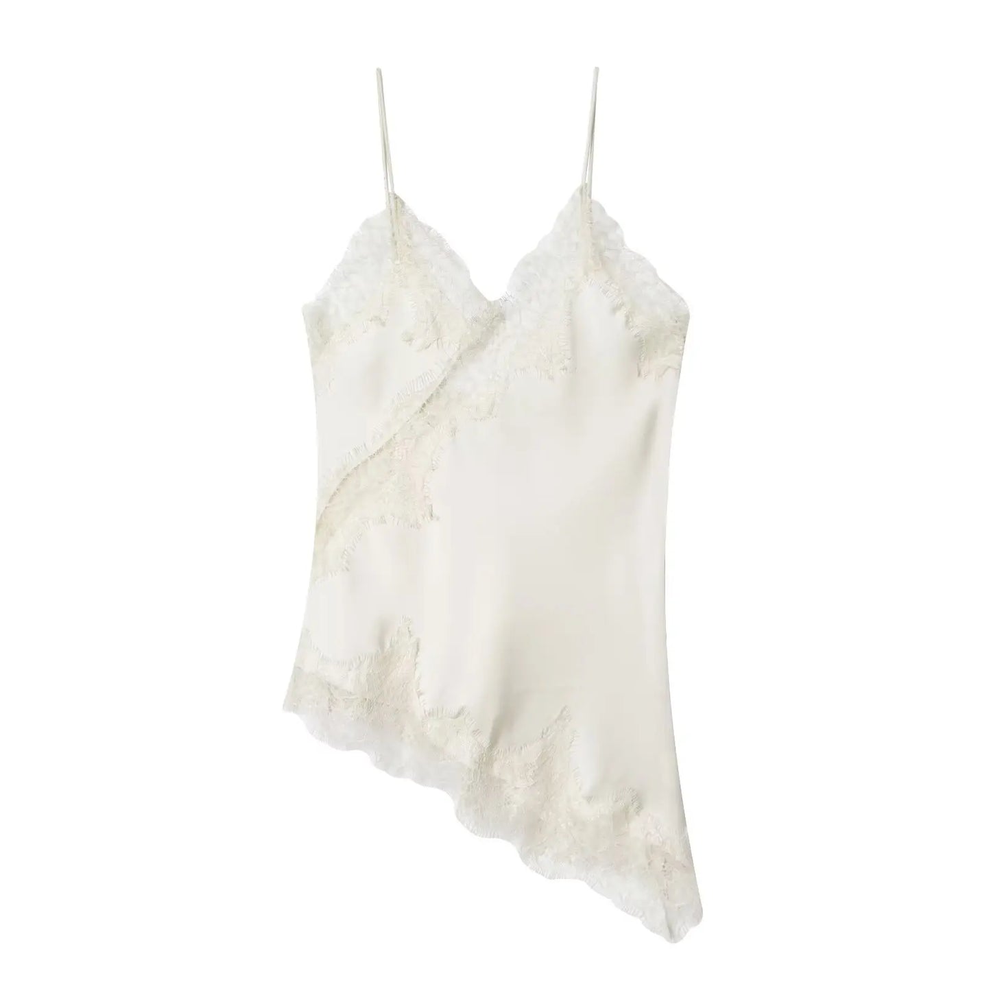 AMEHE Women's Asymmetrical Lace Backless Off-Shoulder Camisole Top