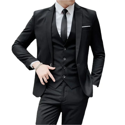 AMEHE Men’s Fashion 3-Piece Business & Formal Suit (S–9XL)