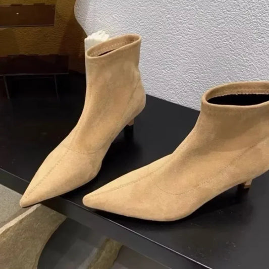 Ladies’ Fashion Ankle Boots – Solid Color, Back Zipper