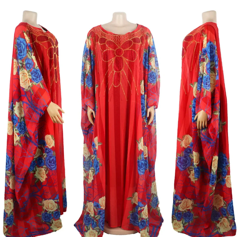 Women’s African Print Maxi Dress – Elegant Dashiki-Inspired Boubou & Abaya Style Gown