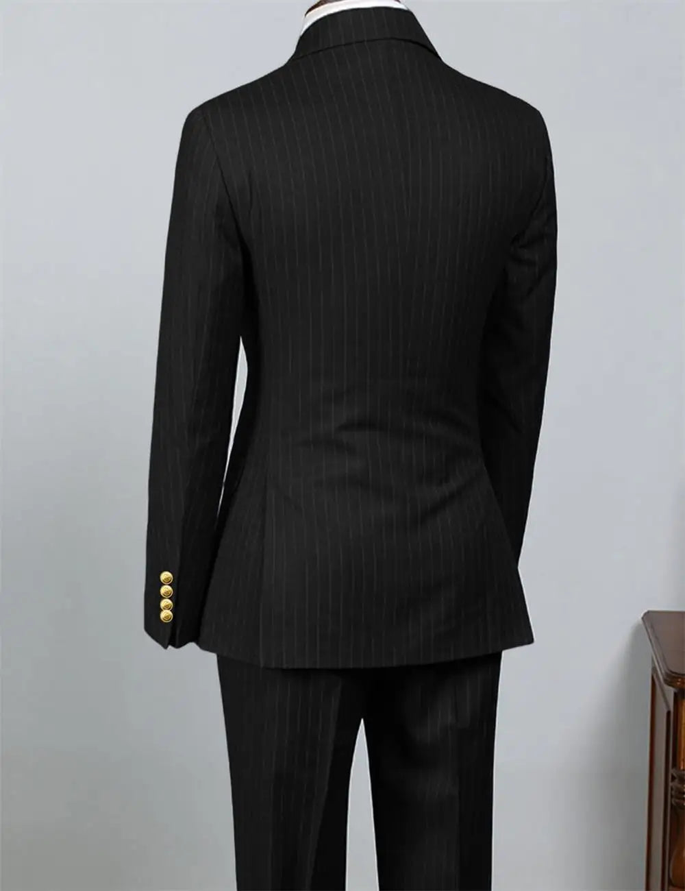 AMEHE Men’s Luxury Black Striped Suit