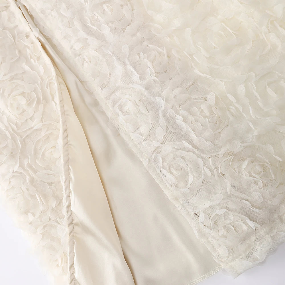 AMEHE Elegant 3D Flower Maxi Dress for Weddings and Formal Events