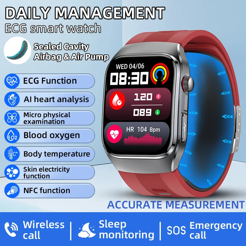 Smart Health Watch with ECG & Blood Pressure Monitoring – AMOLED Fitness Tracker Bracelet