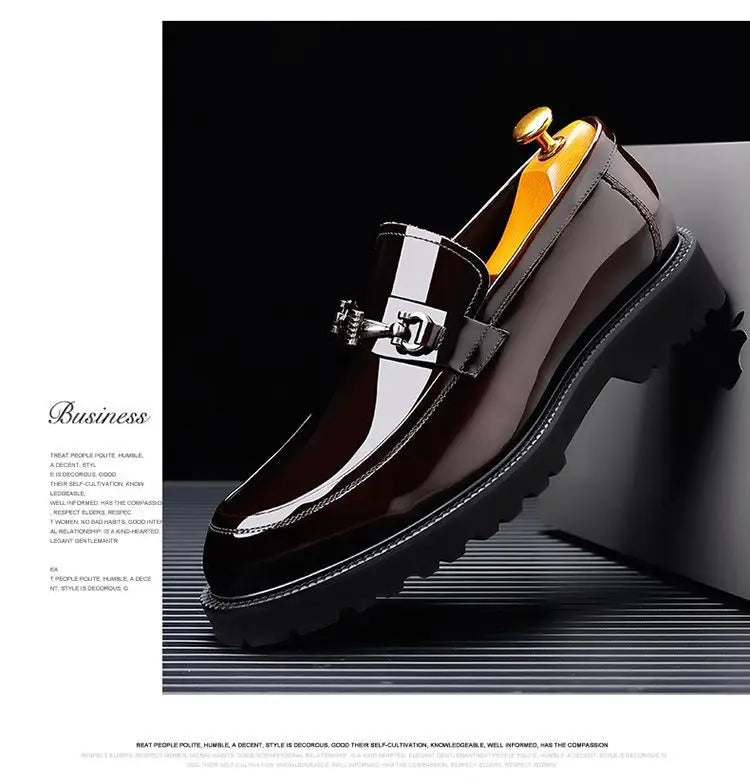 Classic Men’s Office Shoes – Shiny Round-Toe Dress Shoes