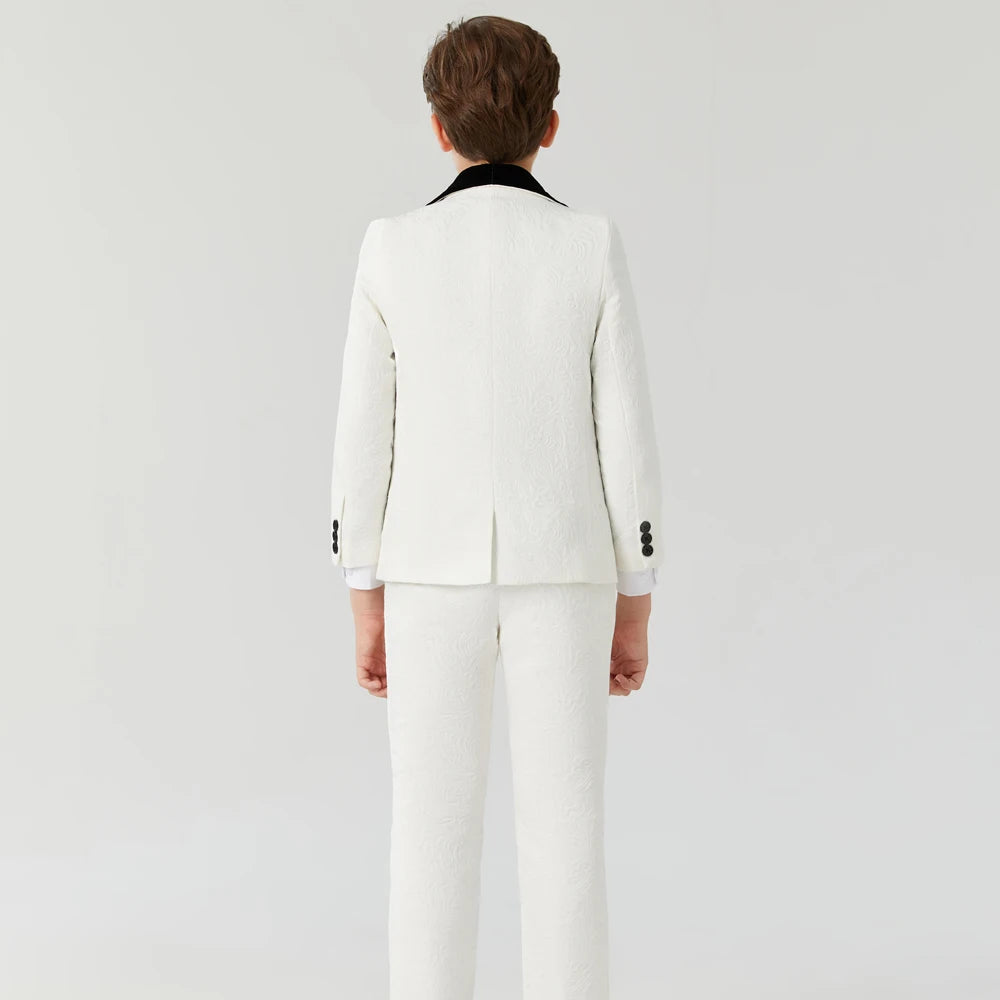 AMEHE Boys’ Luxury White Formal Suit
