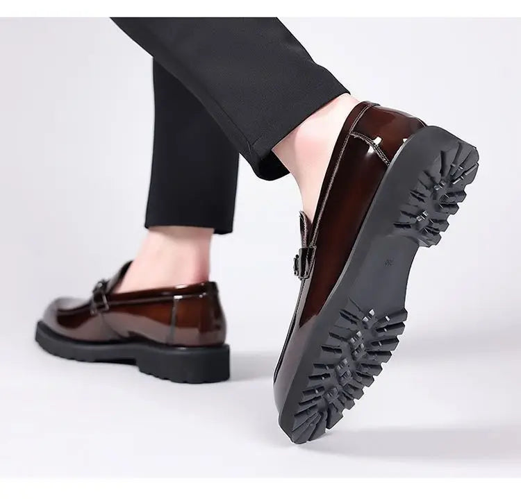 Classic Men’s Office Shoes – Shiny Round-Toe Dress Shoes