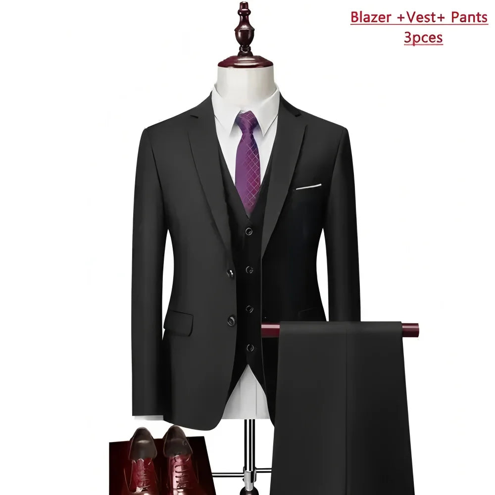 AMEHE Men’s Luxury 3-Piece Business & Formal Suit