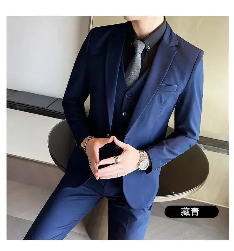 AMEHE Men’s Fashion 3-Piece Business & Formal Suit (S–9XL)