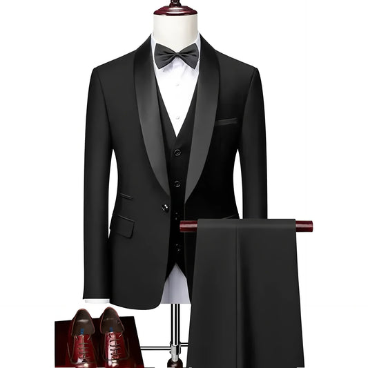 AMEHE Men’s Luxury 3-Piece Business & Formal Suit