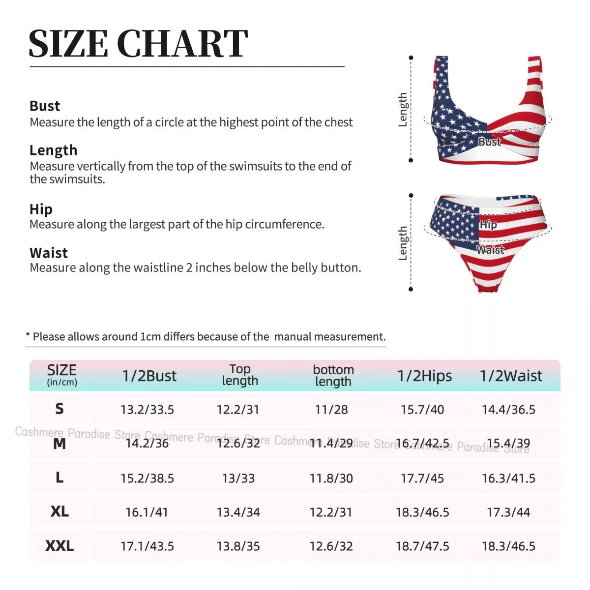 AMEHE USA Flag Print Push-Up Two-Piece Swimsuit