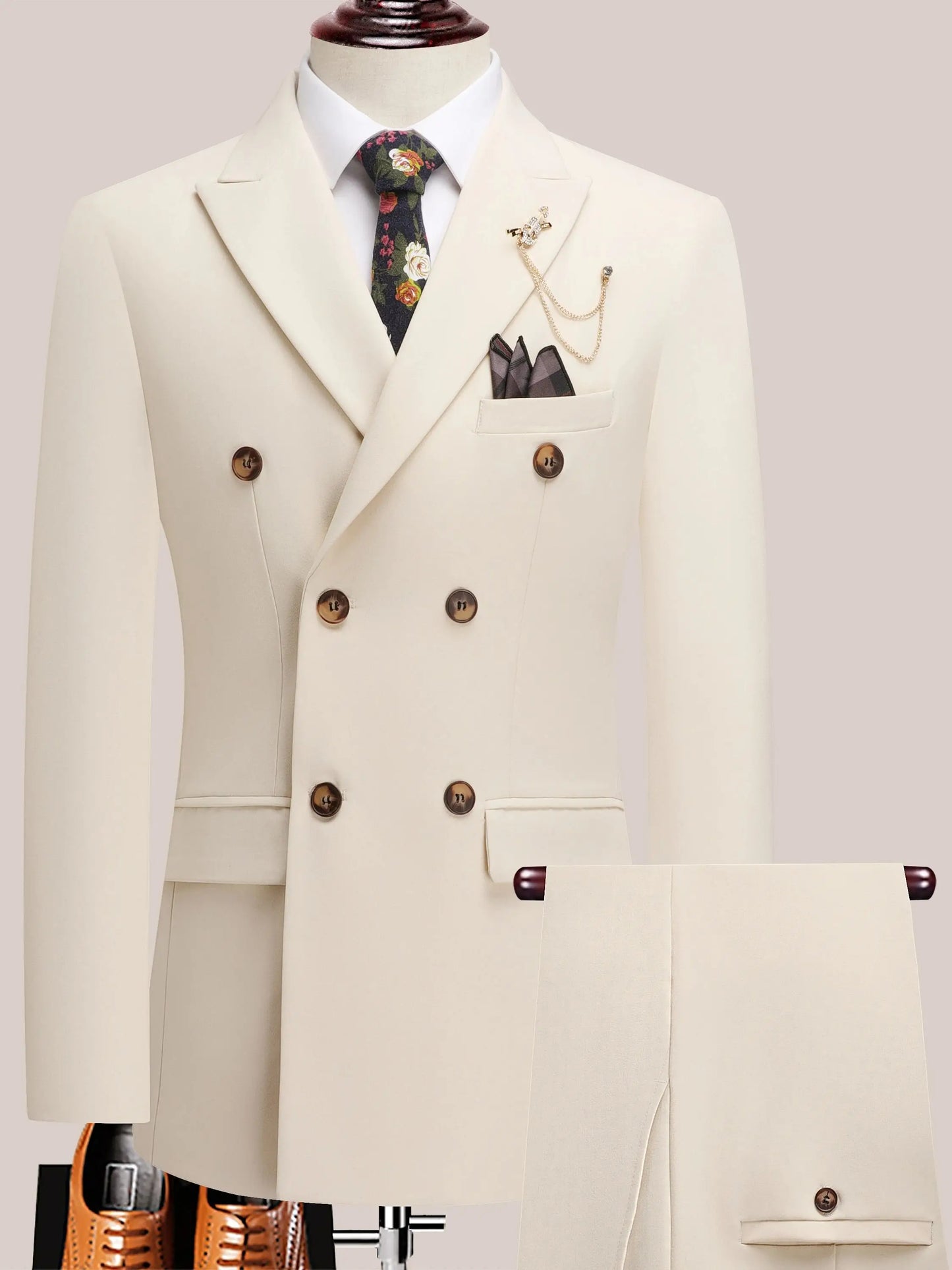 AMEHE Men’s 2-Piece Business Suit – Lapel Collar