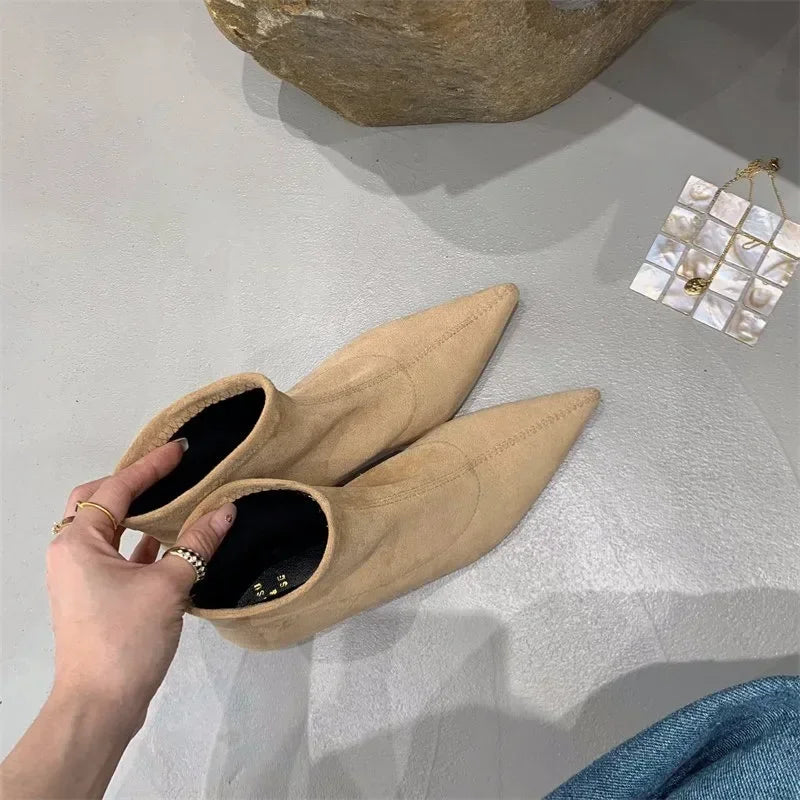 Ladies’ Fashion Ankle Boots – Solid Color, Back Zipper