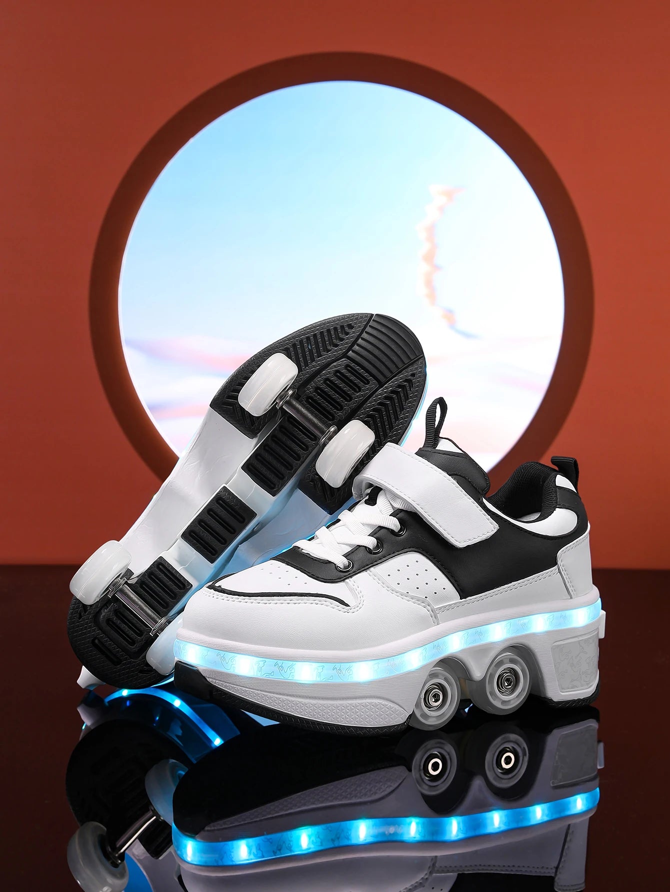 Kids Light-Up Roller Shoes – Automatic Bouncing Wheel Sneakers for Walking, Sports & Outdoor Play