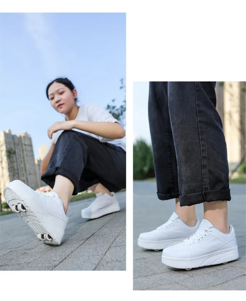 Boys & Girls 4-Wheel Skate Sneakers – Fashionable & Fun