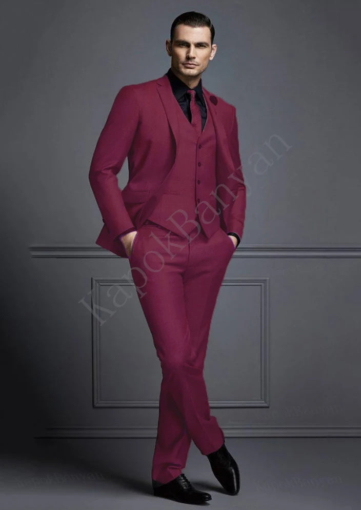 AMEHE Men’s Grey Slim Fit 3-Piece Suit