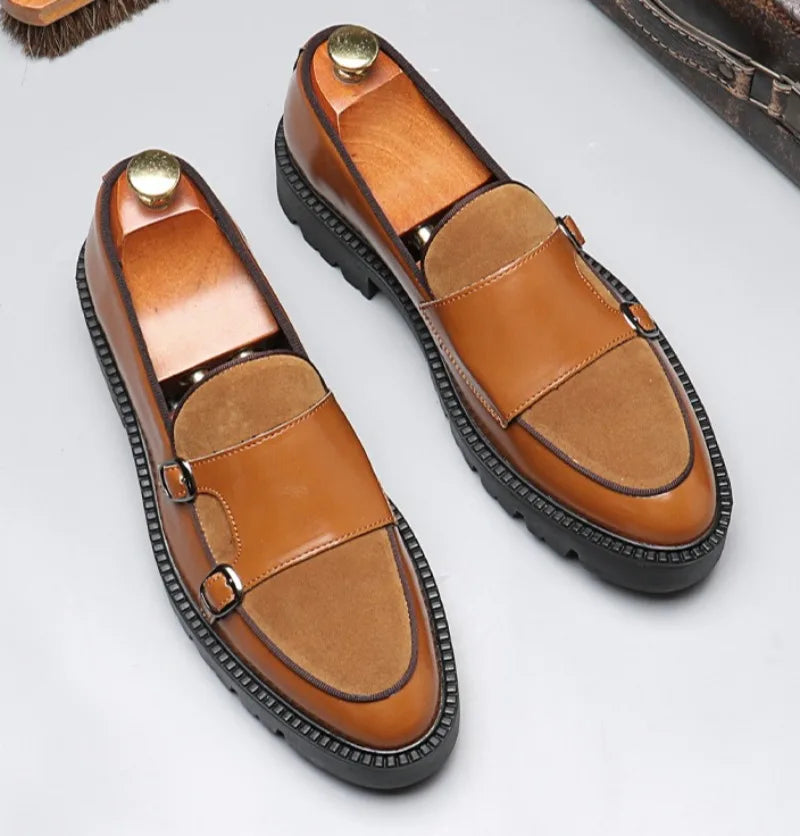 Classic Men’s Patchwork Dress Shoes – Elegant & Stylish