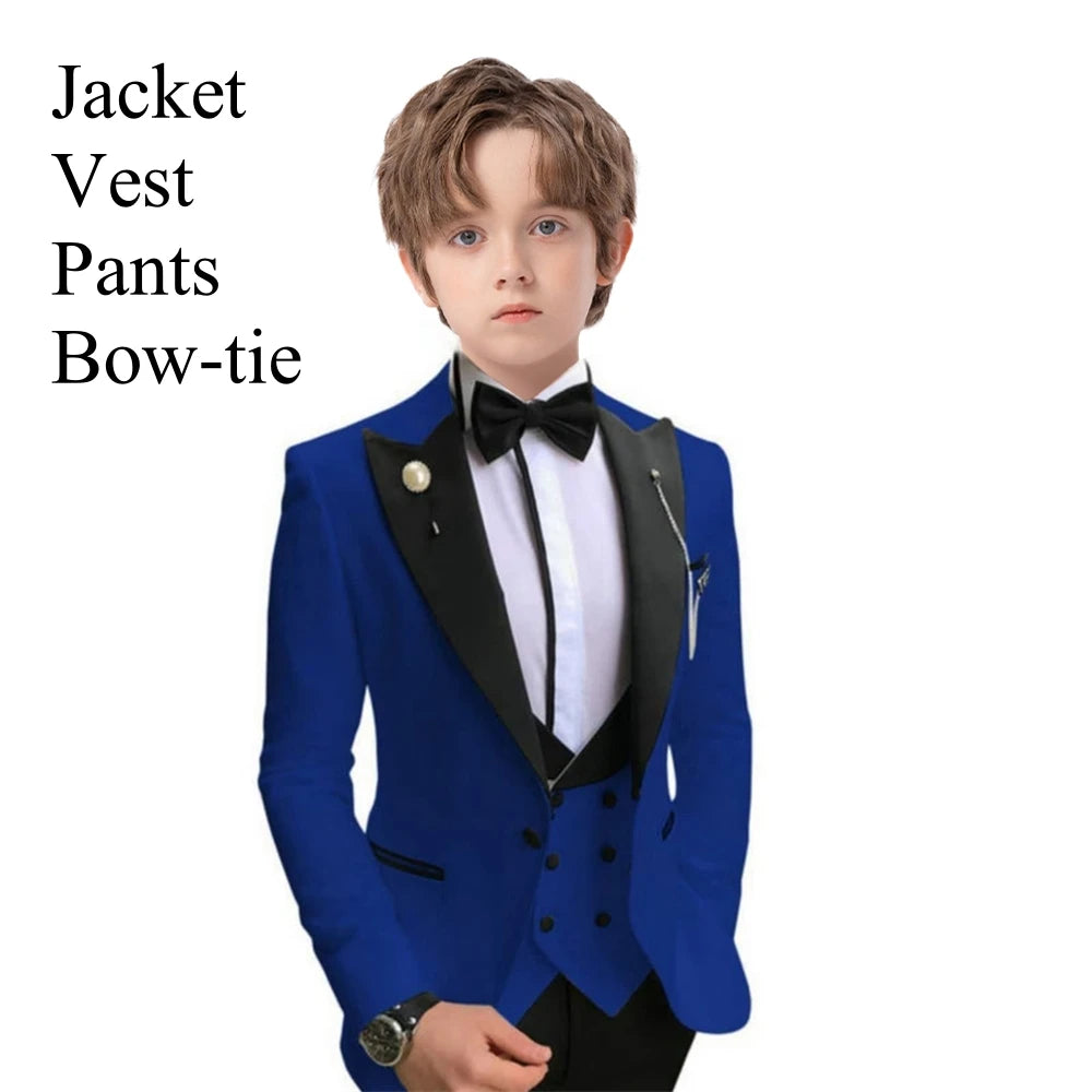 AMEHE Boys’ Paisley 4-Piece Suit – Blazer, Vest & Pants