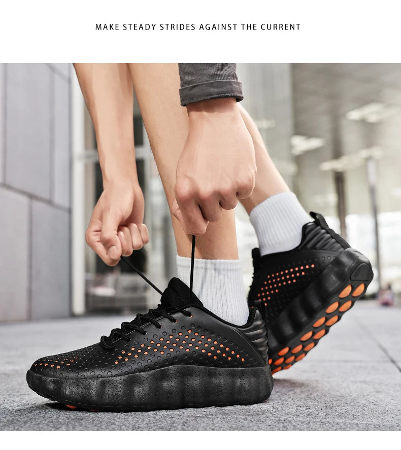 Men’s Cushioned Running Shoes – Breathable Thick Sole Non-Slip Sneakers