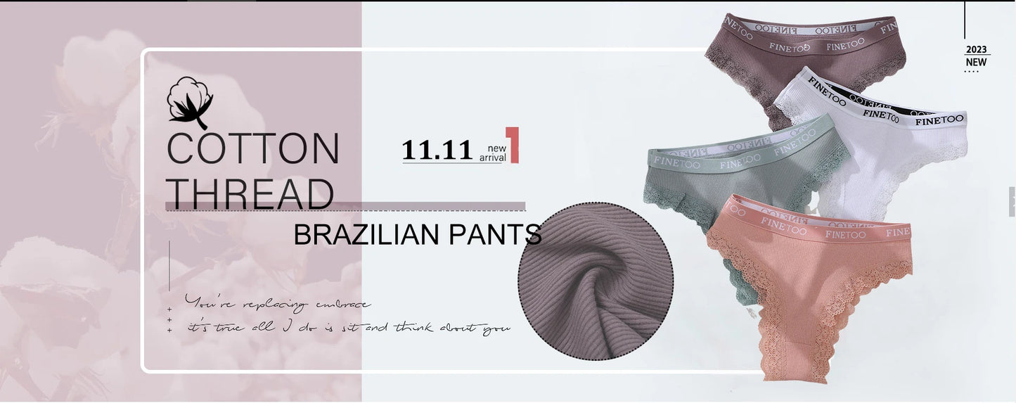 AMEHE Women's Cotton Mid-Waist Brief Panties 3-Pack with Bow Detail