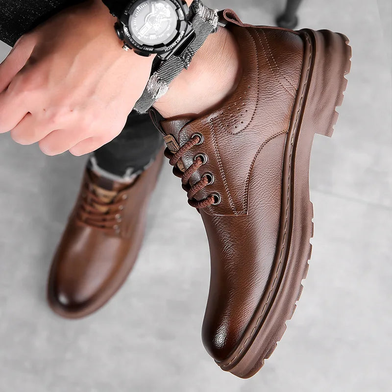Men’s Retro Platform Loafers – Spring/Autumn Casual Shoes