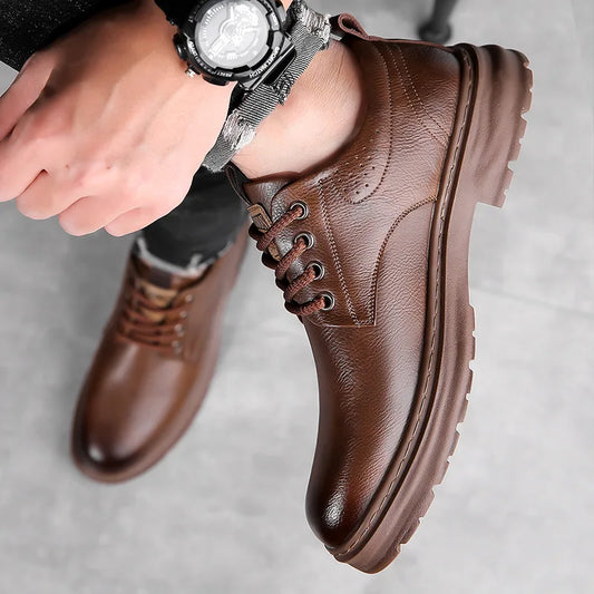 Men’s Retro Platform Loafers – Spring/Autumn Casual Shoes
