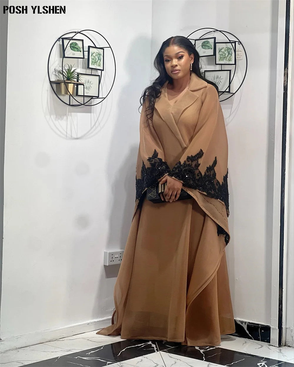 Women’s Plus Size Embroidered African Caftan Dress – Elegant Abaya-Inspired Maxi Gown