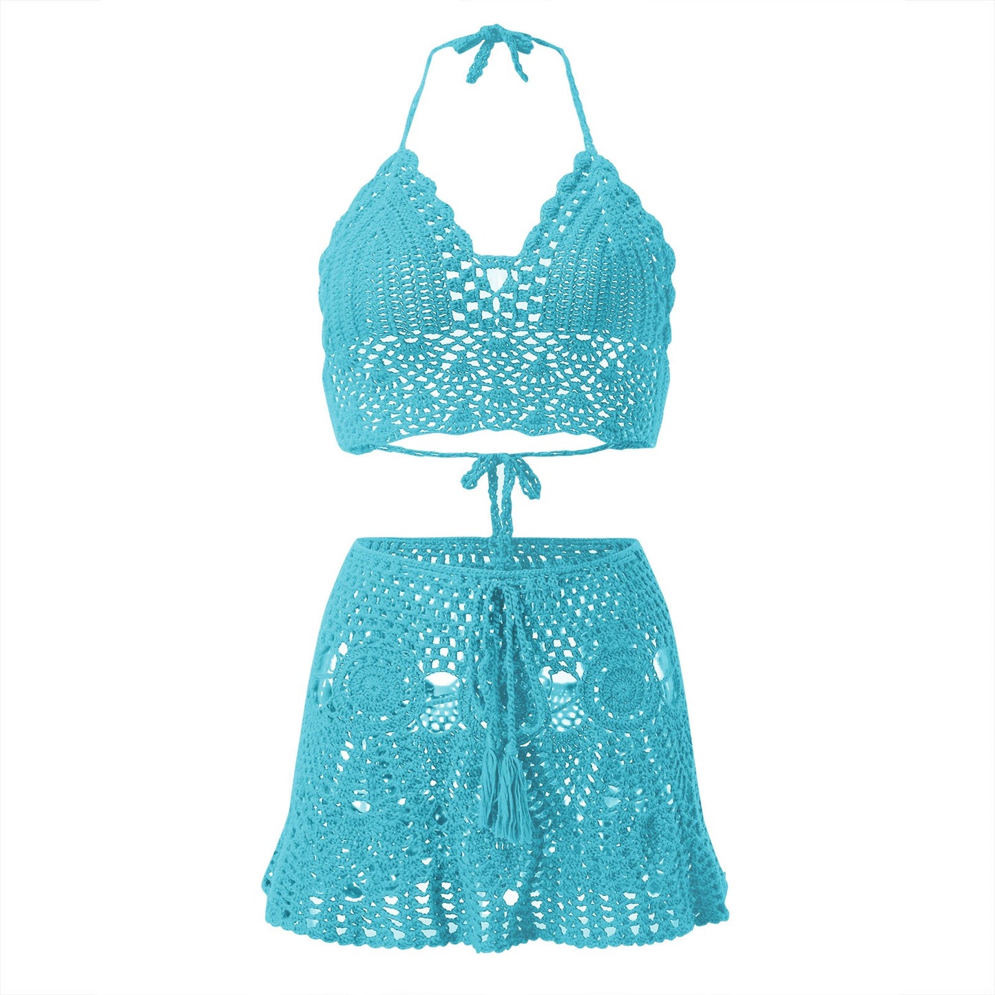 AMEHE Crochet Two-Piece Hollow-Out Bikini Swimsuit for Women