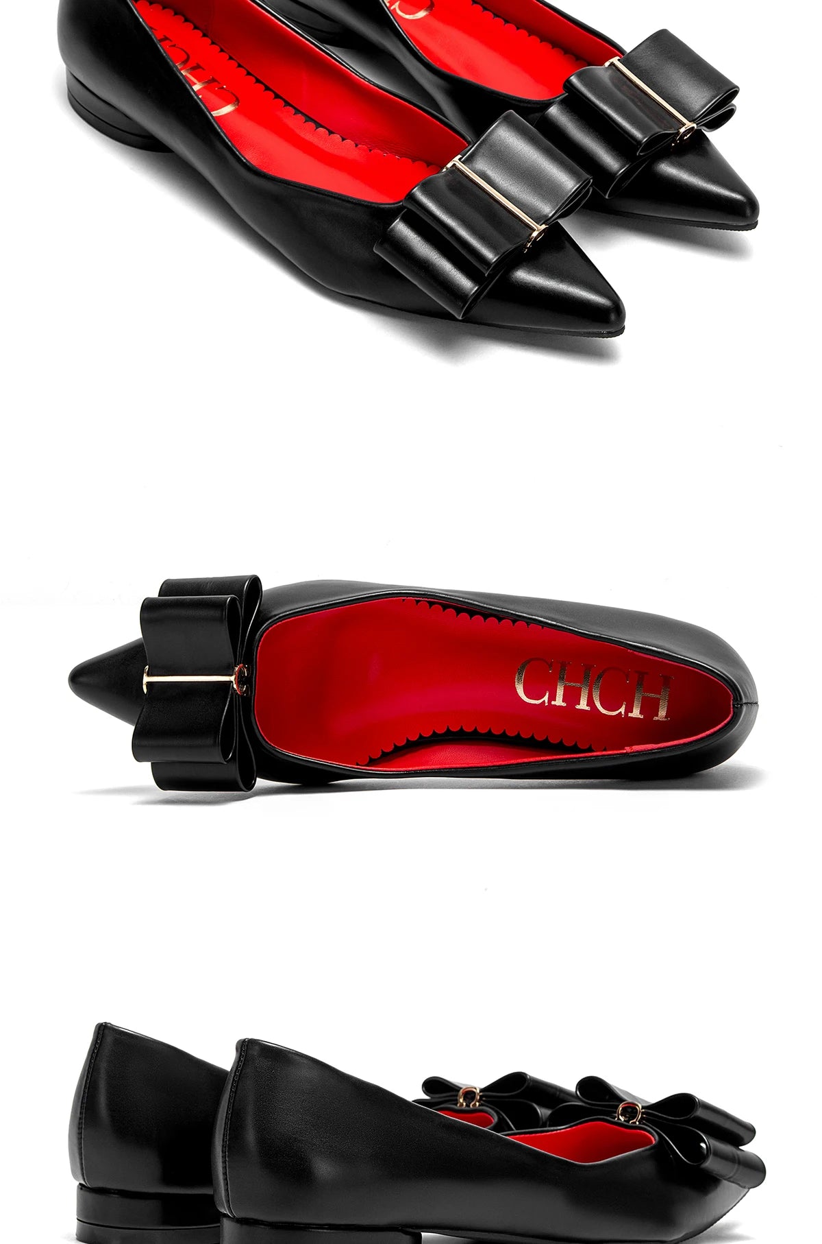 Women’s Fashion Flats – PU Leather, Bowknot Design