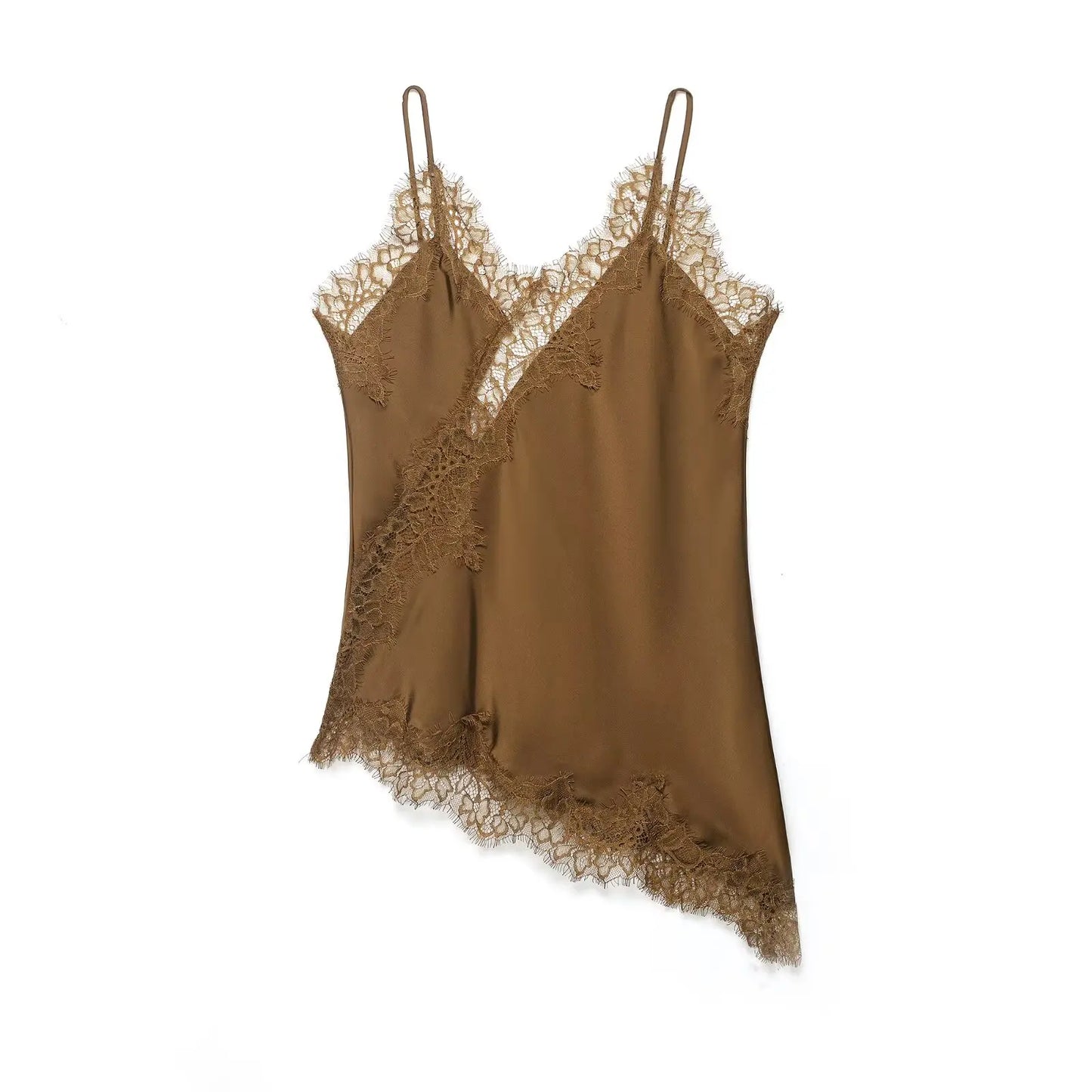 AMEHE Women's Asymmetrical Lace Backless Off-Shoulder Camisole Top