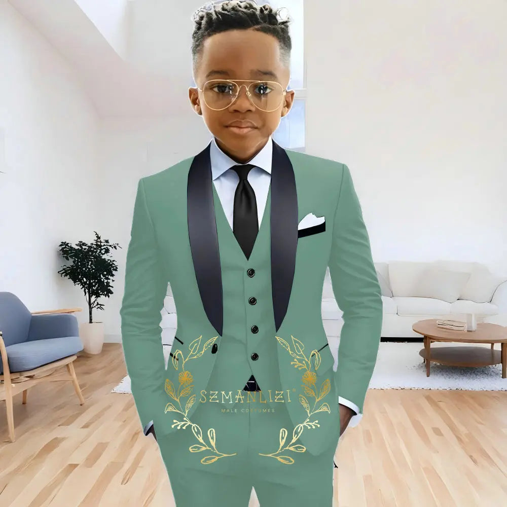 AMEHE Boys’ 3-Piece Navy Blue Formal Suit
