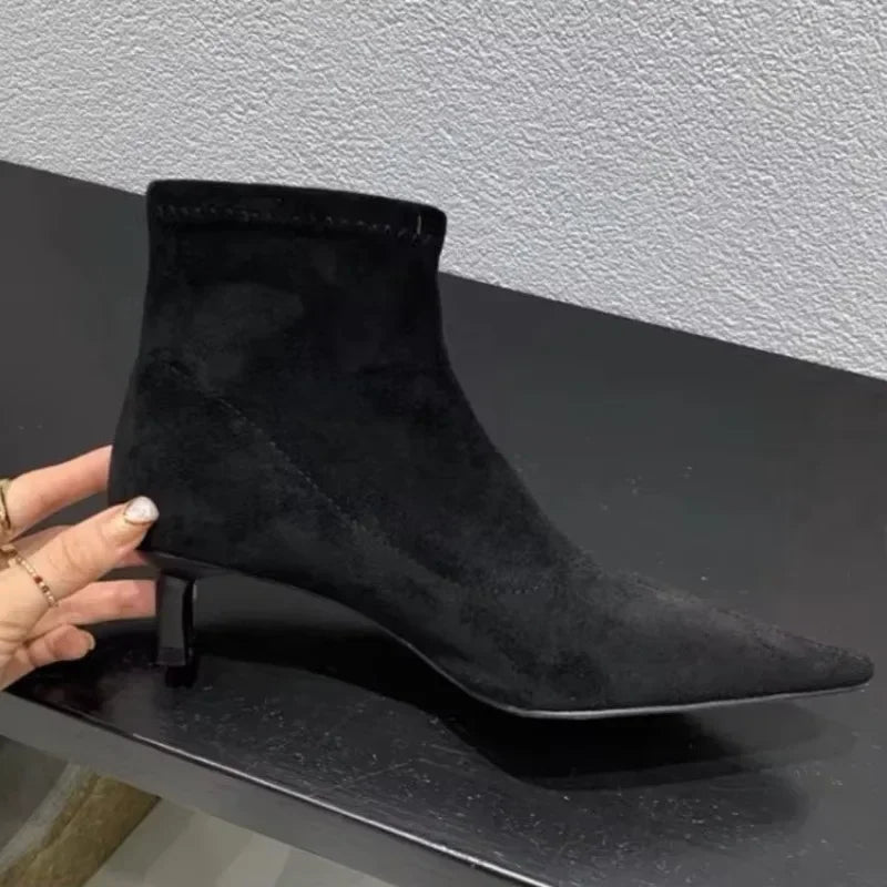 Ladies’ Fashion Ankle Boots – Solid Color, Back Zipper