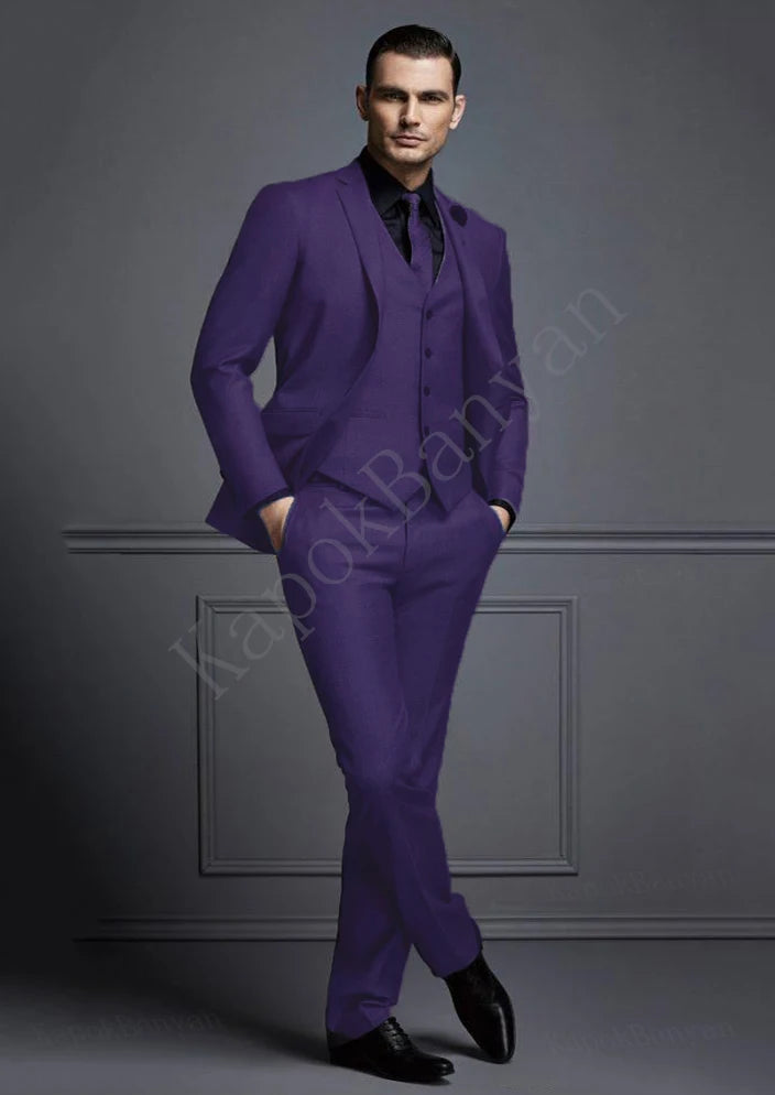 AMEHE Men’s Grey Slim Fit 3-Piece Suit