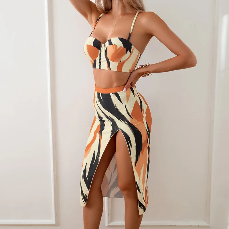 AMEHE High-Waist Push-Up Bikini Set with Beach Dress