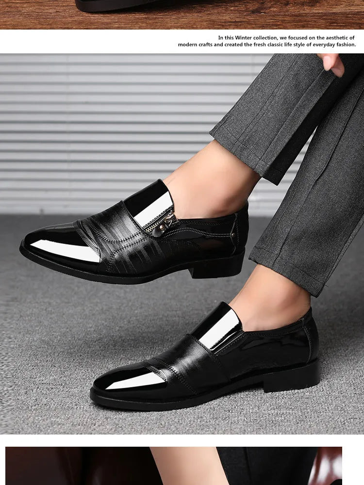 Men’s Business Formal Shoes – Classic Black Oxford Slip-On