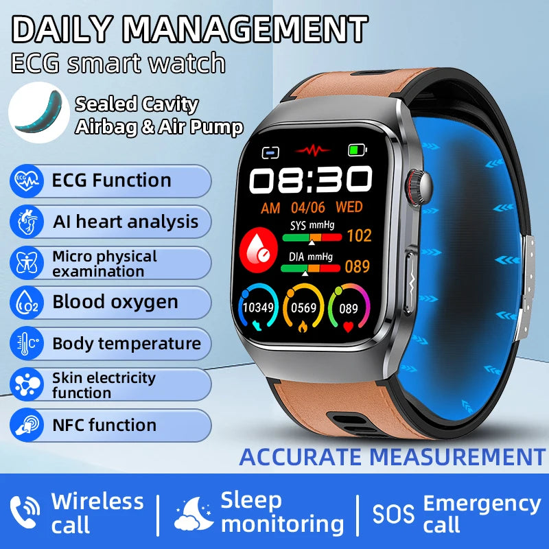 Smart Health Watch with ECG & Blood Pressure Monitoring – AMOLED Fitness Tracker Bracelet