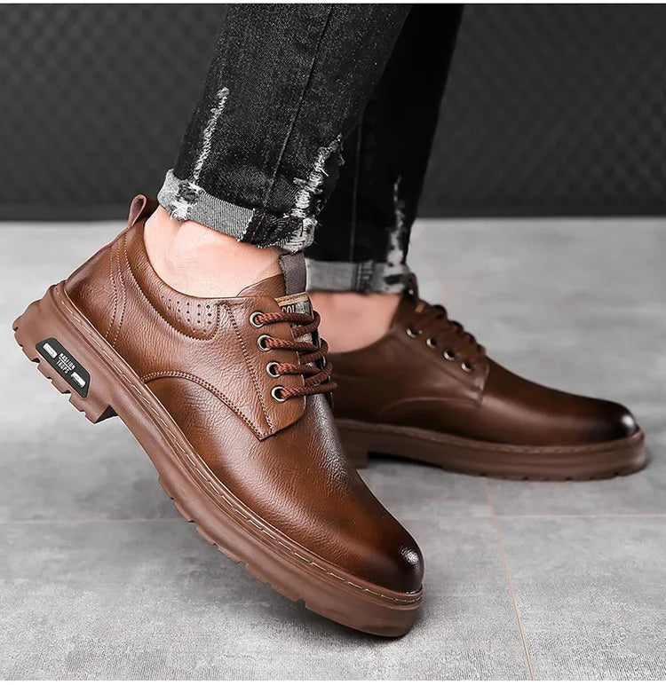 Men’s Retro Platform Loafers – Spring/Autumn Casual Shoes