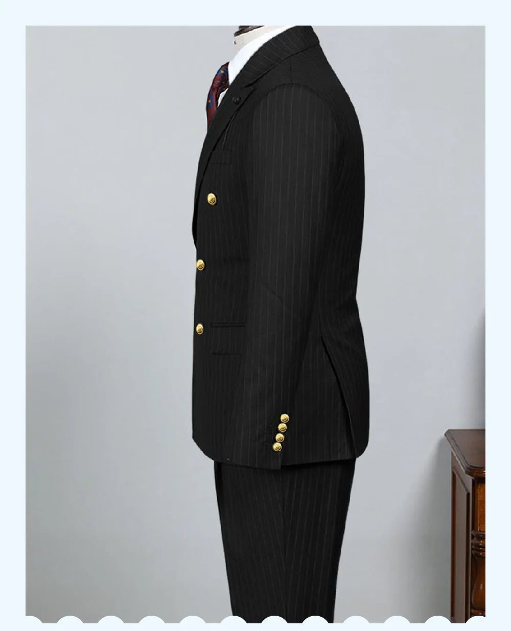 AMEHE Men’s Luxury Black Striped Suit